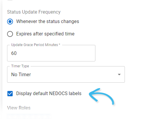 EMResource Status Type Format Display default NEDOCS labels